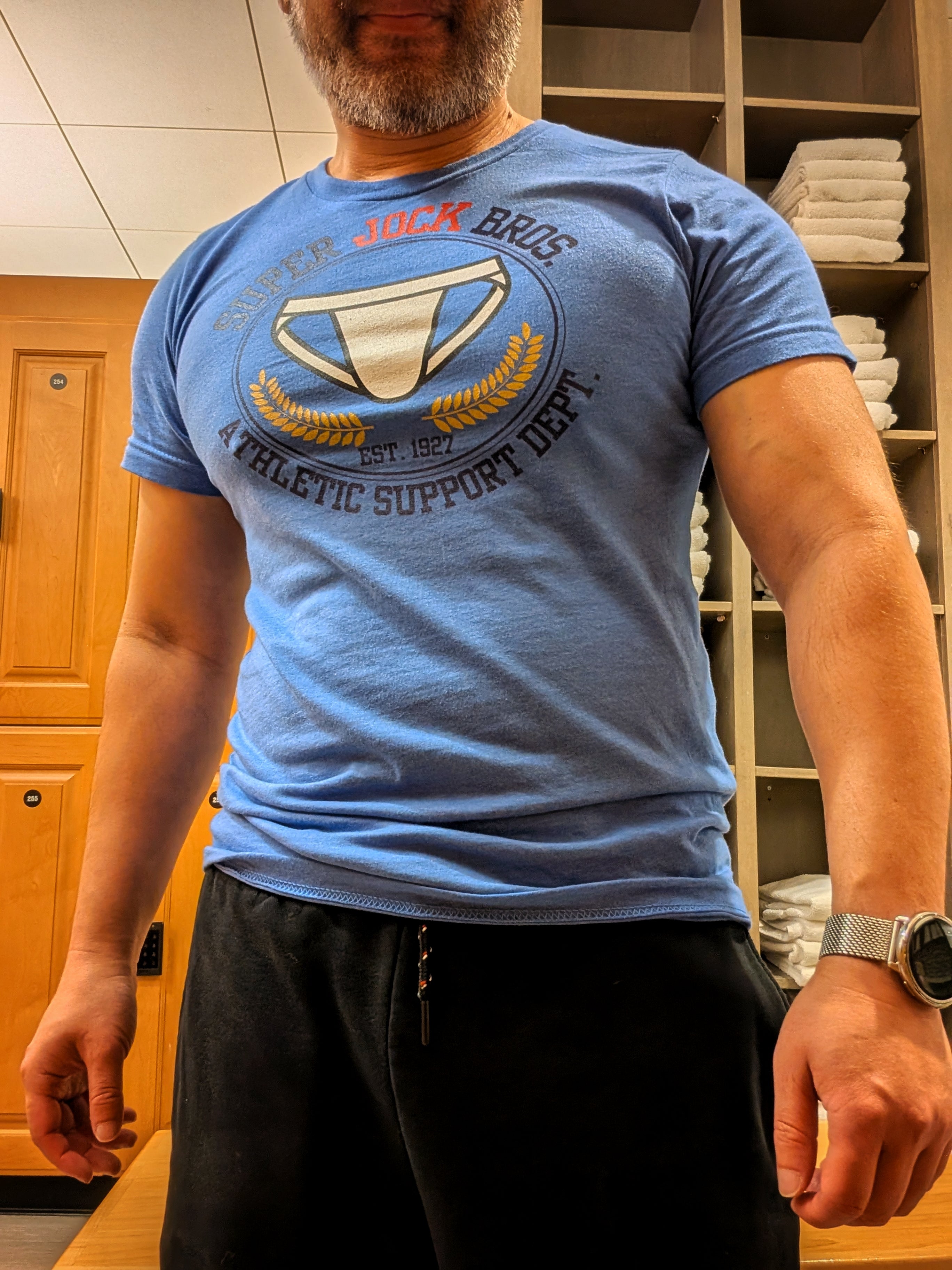 SUPER JOCK BROS Official Athletic Support Dept. Crest T-Shirt