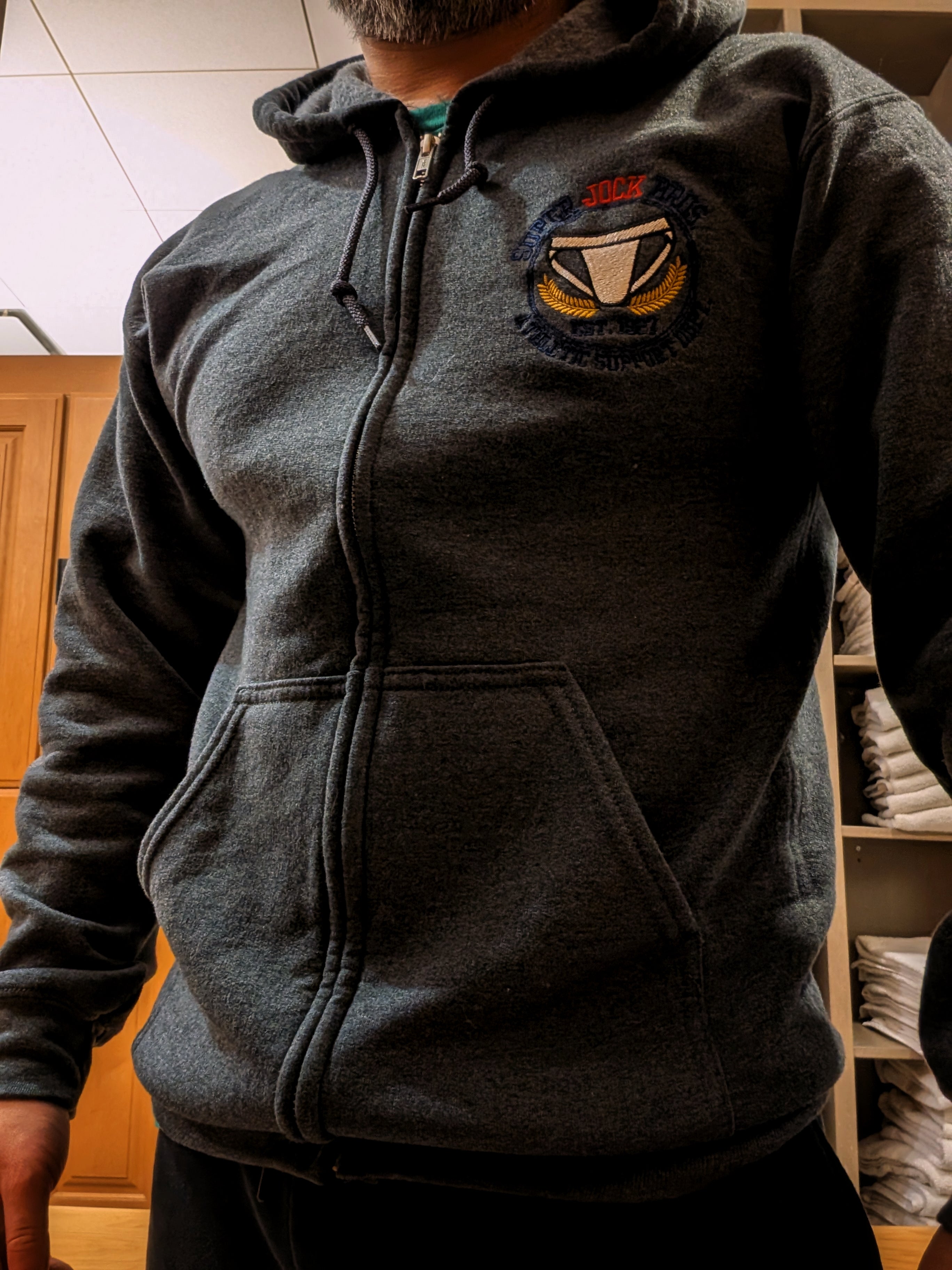 SUPER JOCK BROS. Premium Embroidered Heritage Hoodie | Heather Athletic Club Edition