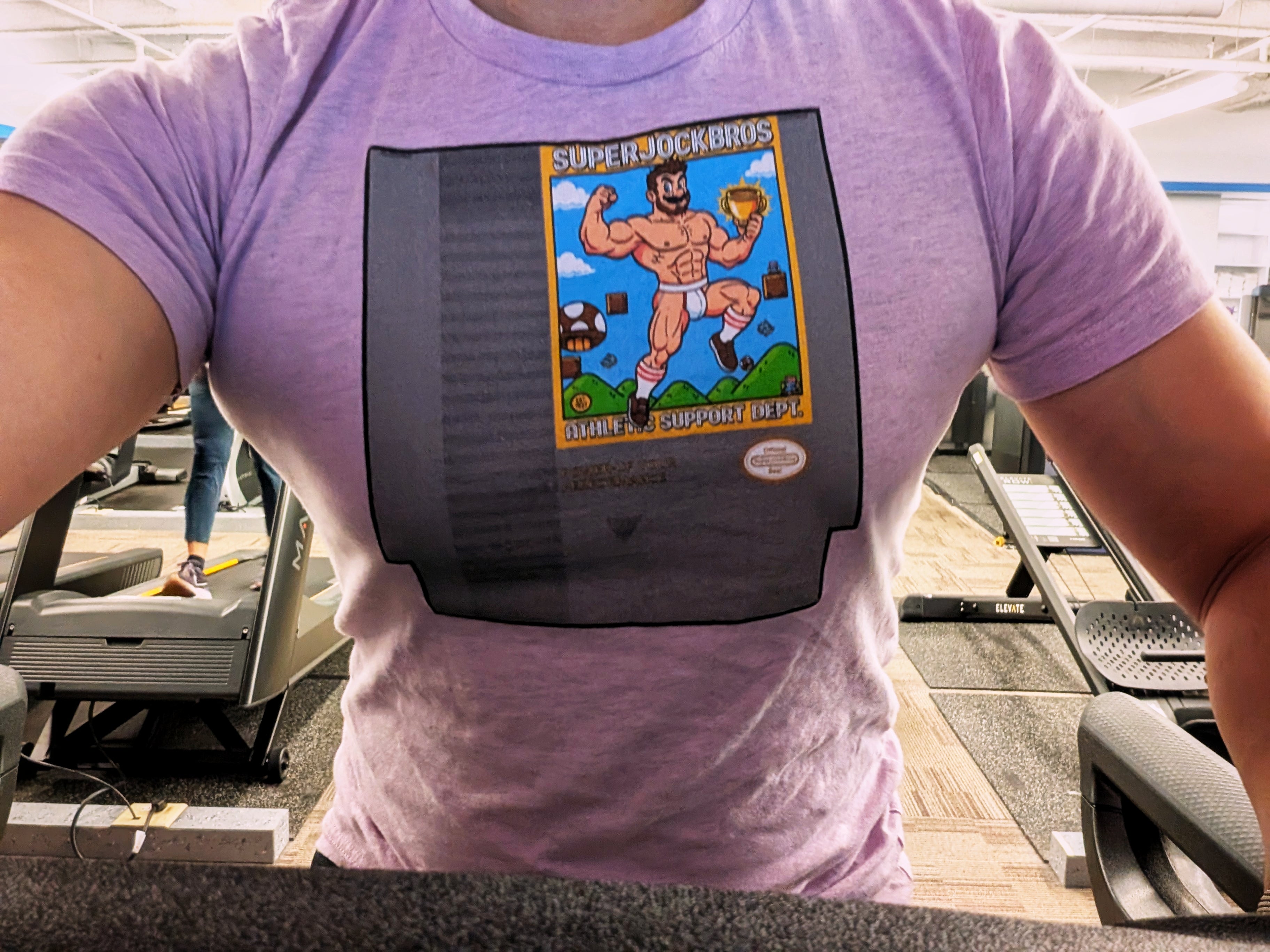 SUPER JOCK BROS. Retro Gaming Cartridge Art T-Shirt | Power-Up Your Performance Graphic Tee